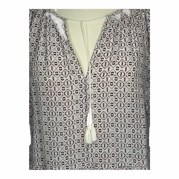 Madewell Silk Lily Ruffle Too 100% Silk Small Tassels Cream Pink Purple Ikat - Picture 12 of 16